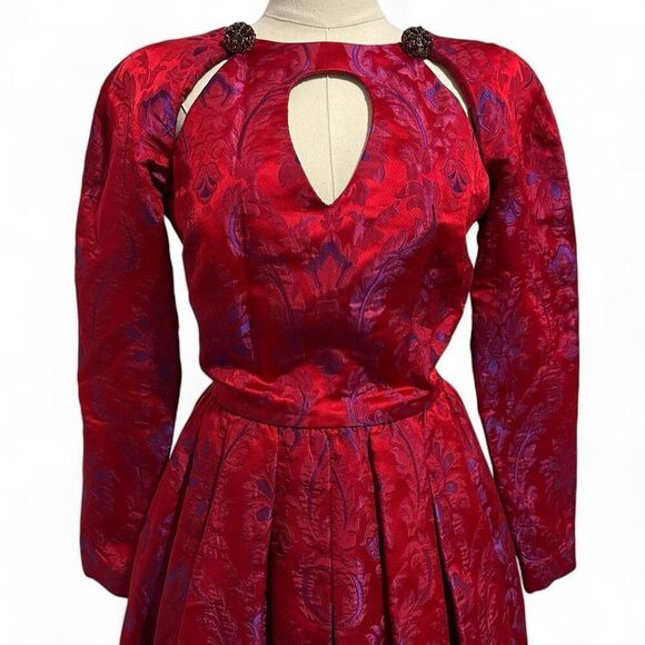 Vintage 80s Carolyne Roehm Opulent Evening Ball Gown XS Gala Royal Regency - Picture 4 of 16